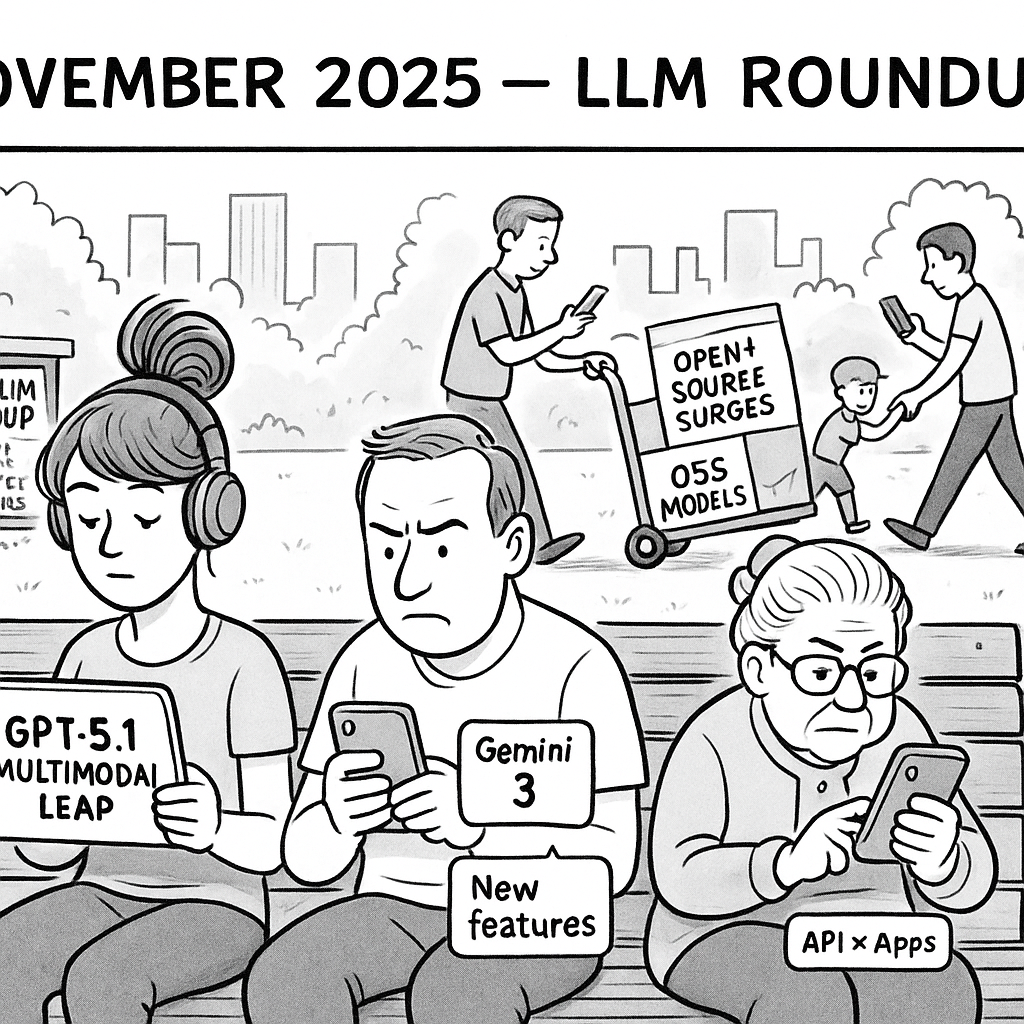 November 2025 LLM Roundup: GPT-5.1, Gemini 3, Claude Integrations, and Open-Source Surges